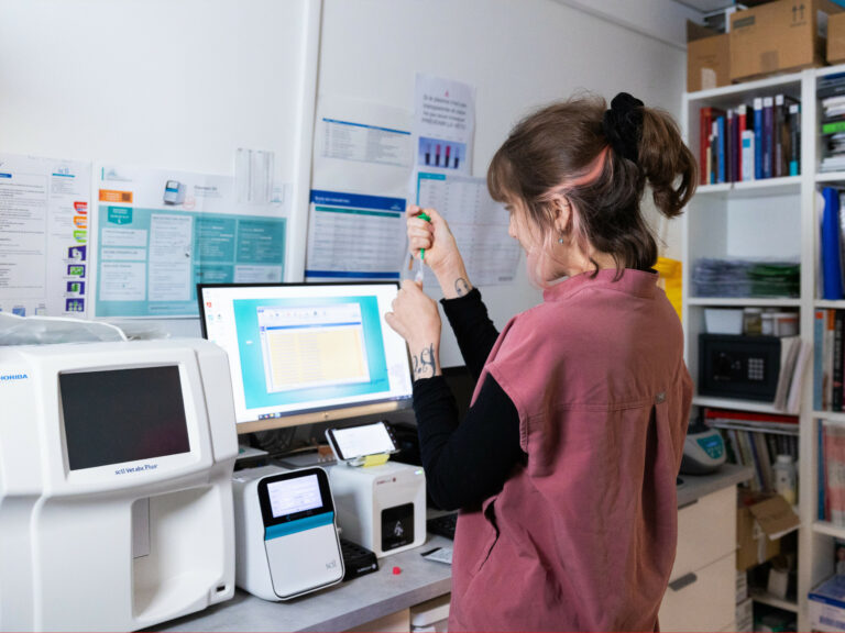 Photo d'une analyse réalisée avec le laboratoire d'analyse de la clinique vétérinaire Médichat
